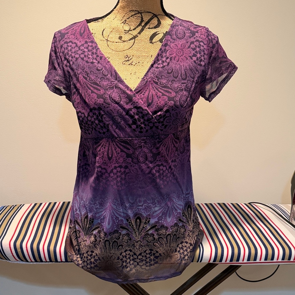 Purple V-Neck Women Top